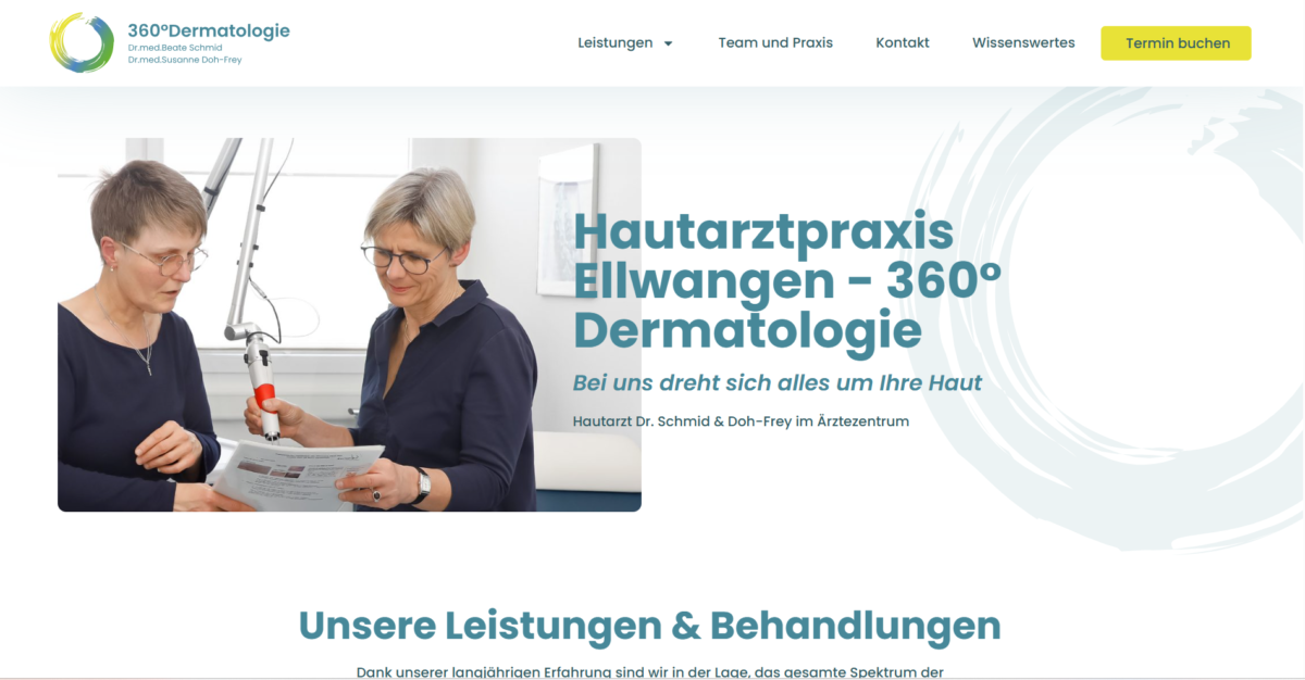 Praxismarketing & KI-SEO für Ärzte in 5 Schritten 5 Optimierte Website eines Hautarztes